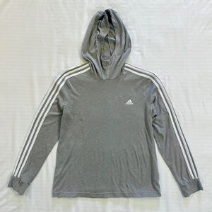 Adidas Heather Gray Climalite Hoodie with White Accents
